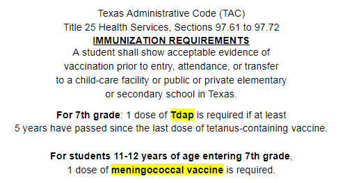 Immunization Requirements 